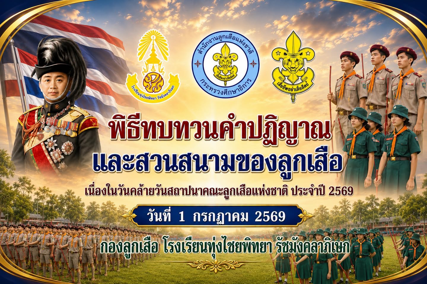 พิธีทบทวนคำปฏิญาณและสวนสนาม เนื่องในวันคล้ายวันสถาปนาคณะลูกเสือแห่งชาติ ประจำปี 2569